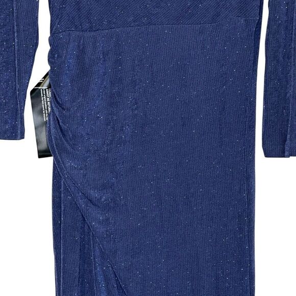 JS Collections Navy Blue Violetta Knit Tea Length Dress | size 4 - Picture 8 of 12